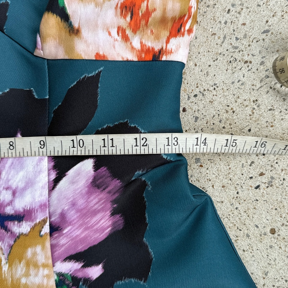 Anthropologie Moulinette Soeurs Baikal Teal Floral Tea Length Fit & Flare Size 2 - Picture 12 of 14